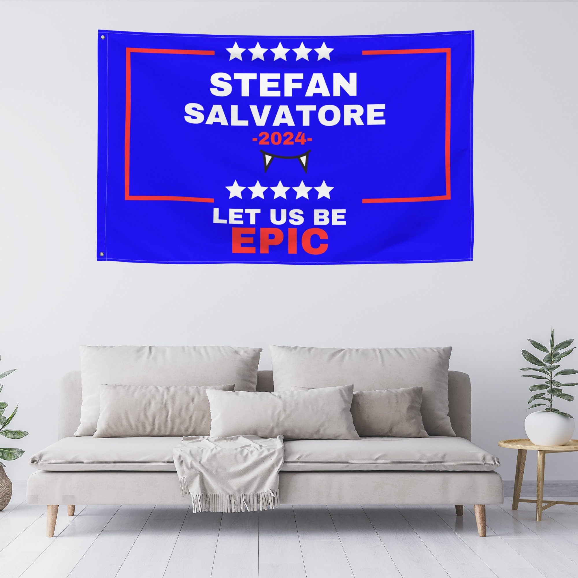 Stefan Salvatore Flag | The Vampire Diaries Merch | TVD Tapestry & Room Decor | Dorm Flag for Fans | Team Stefan Gift Idea | Perfect for TV Show Themed Parties & Fan Rooms