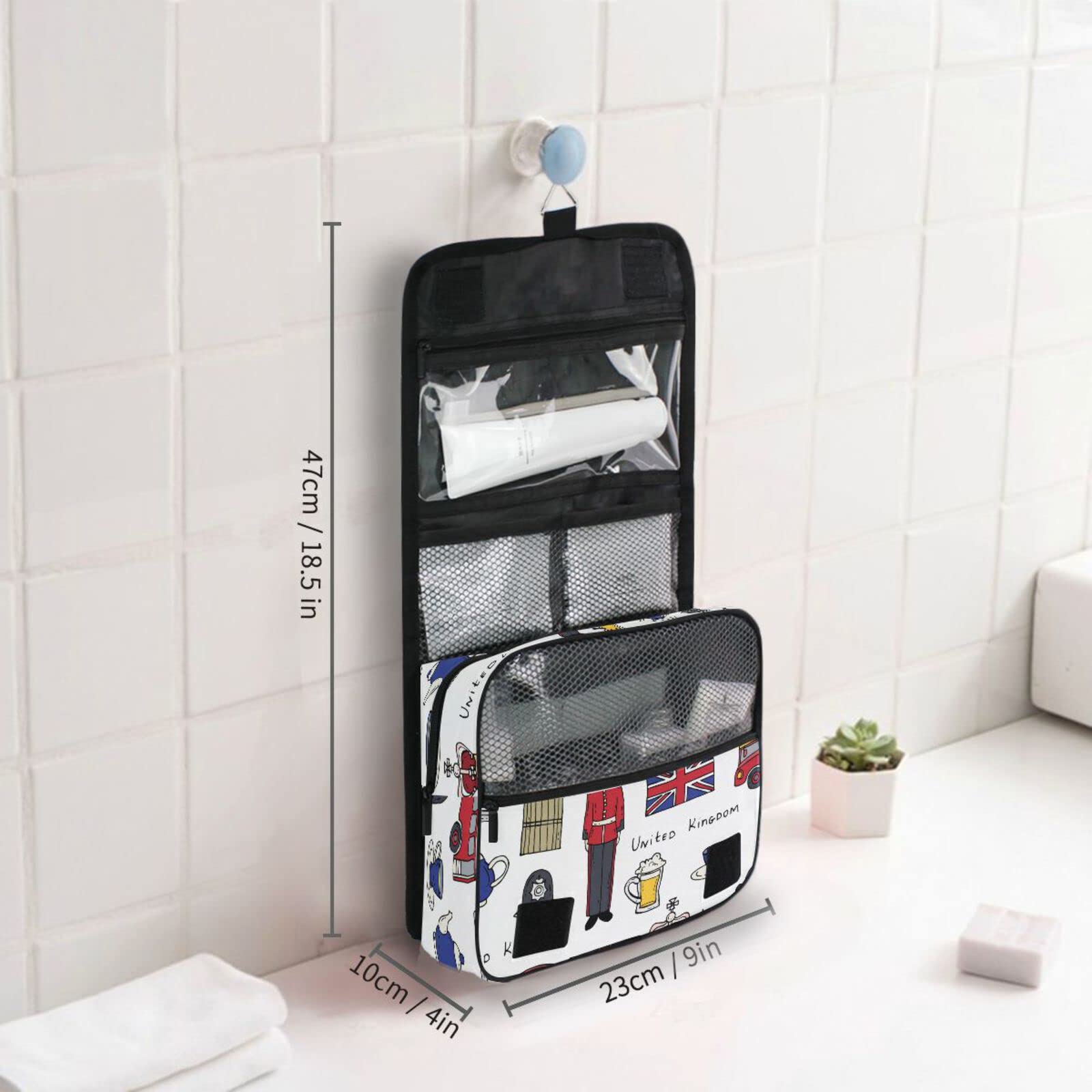 Cute Cartoon Hanging Travel Toiletry Bag with Hook - Portable Expandable Makeup Organizer, Cosmetic Case & Shower Bag for Women & Men - Perfect for Air Travel, Camping & Gym Essentials