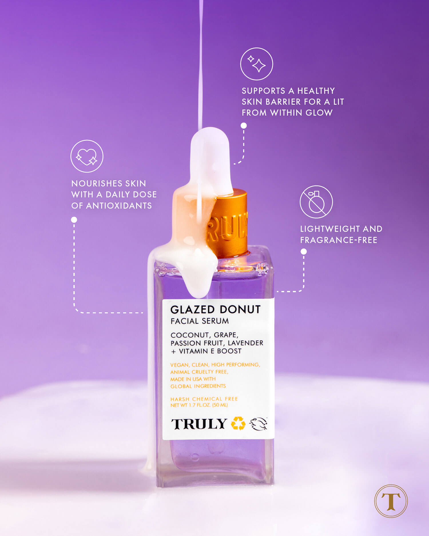 Glazed Donut Facial Serum - Hydrating & Brightening Skincare for Glowing Skin | Perfect for Morning Routine & Night Care