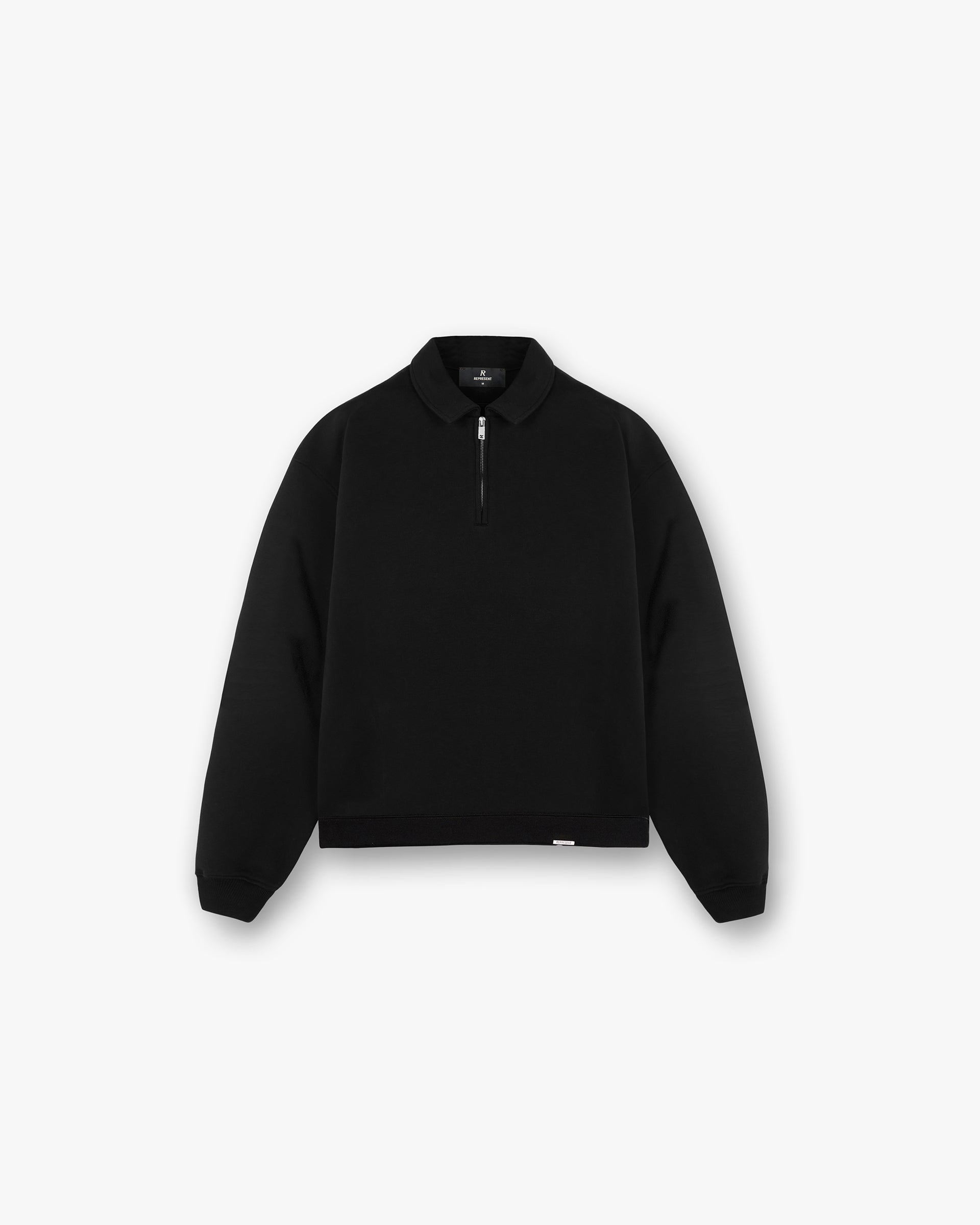 Initial Boxy Quarter Zip Sweatshirt - Black | Men's Casual Pullover for Everyday Wear & Street Style