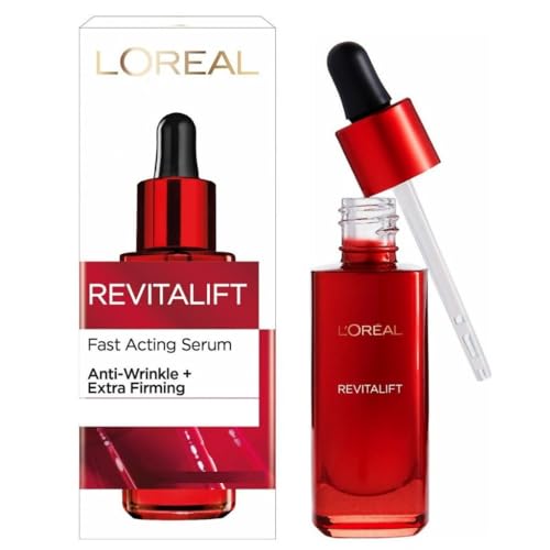 L'Oreal Paris Revitalift Fast Acting Anti-Wrinkle & Firming Face Serum, 30ml - Reduce Fine Lines & Tighten Skin for Youthful Glow | Day & Night Skincare Routine