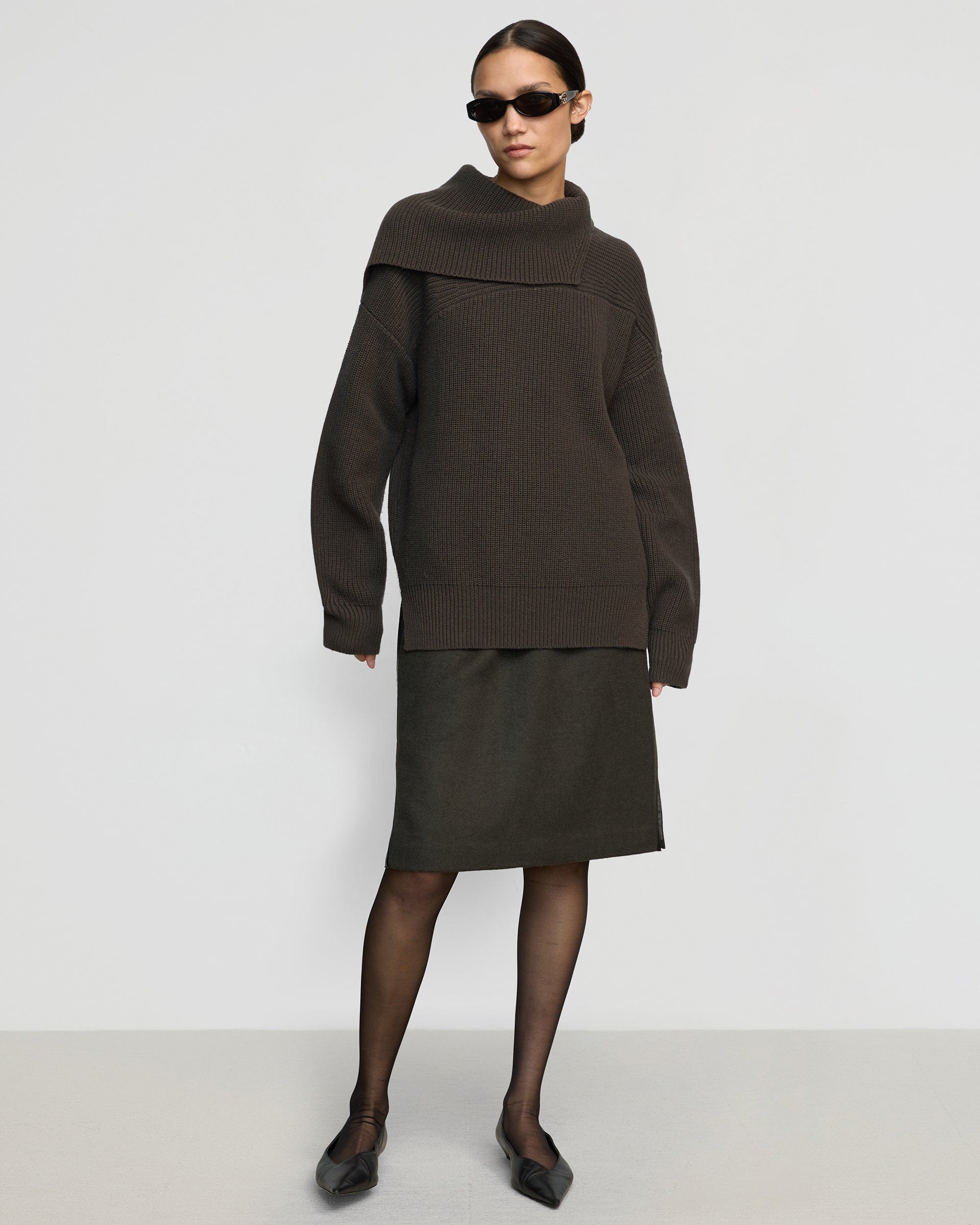 Ezra Organic Cotton Wool Foldover Collar Sweater for Women - Soft & Cozy Winter Pullover - Perfect for Office, Casual Outfits & Holiday Gatherings