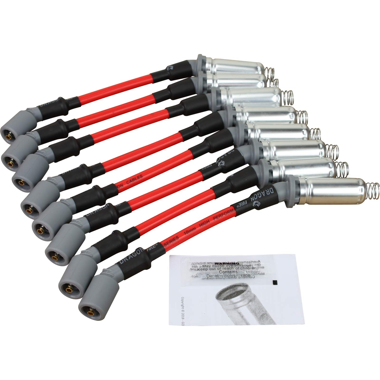 DRAGON FIRE PERFORMANCE Ignition Set with SQUARE Ignition Coils, IRIDIUM Spark Plugs & 10mm Spark Plug Wires - Compatible with 1999-2007 GM Trucks & SUVs (LS Engine) - Replaces OEM 19418993, 12556393, D581 - Perfect for Engine Tune-Ups & Performance Upgrades