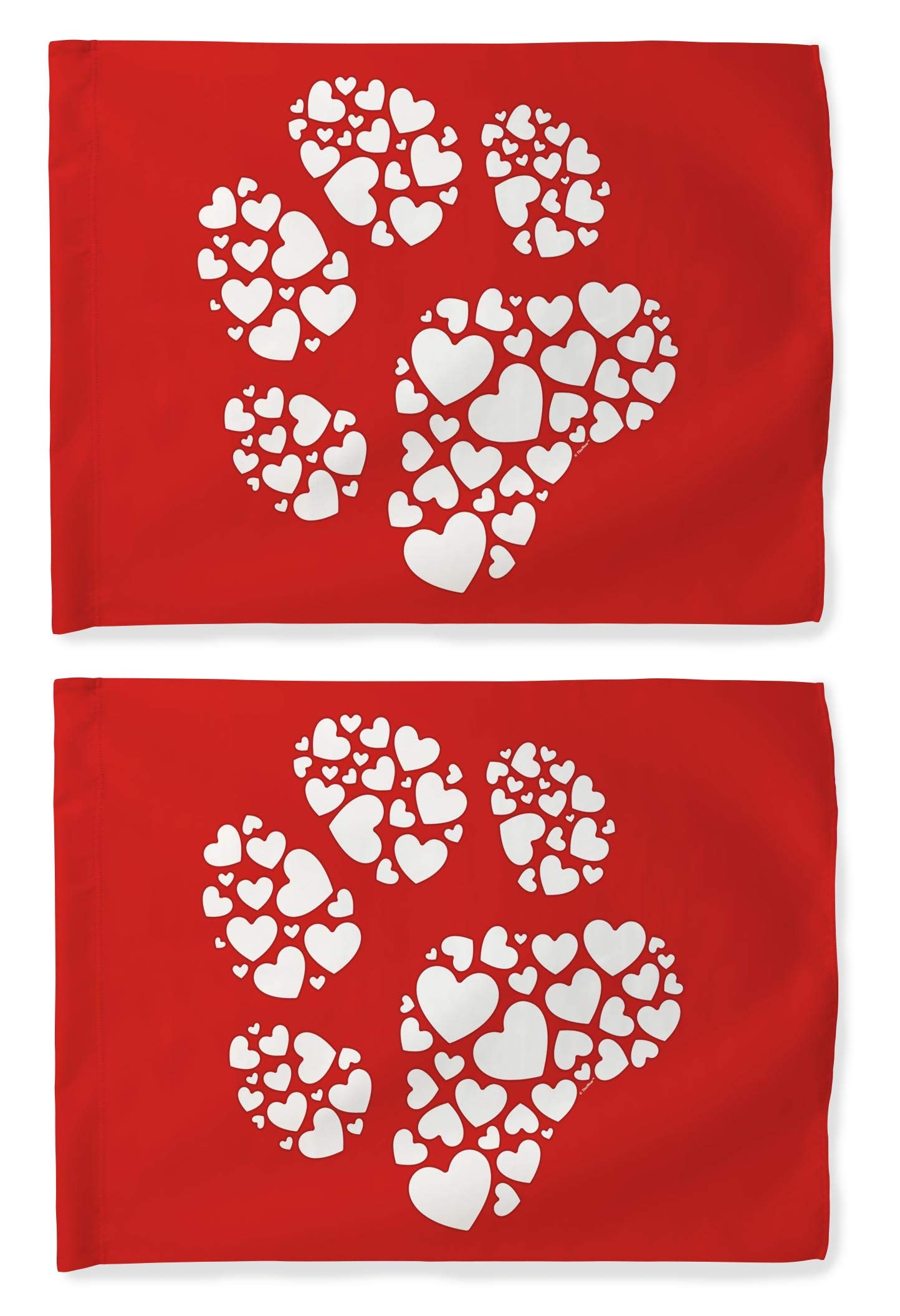 Heart Paw Print Dog Mom Gifts - 2 Pack Horizontal House Flags for Valentine's Day, Pet Lover Outdoor Decor