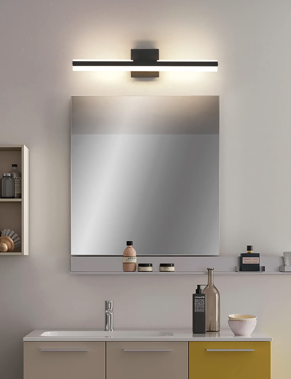 Joossnwell 23.62 Inch LED Vanity Mirror Light - 22W Modern Black Bathroom Light Fixture with 3000K Warm White Light - Perfect for Bathroom Makeup Vanity, Dressing Room & Over Mirror Lighting
