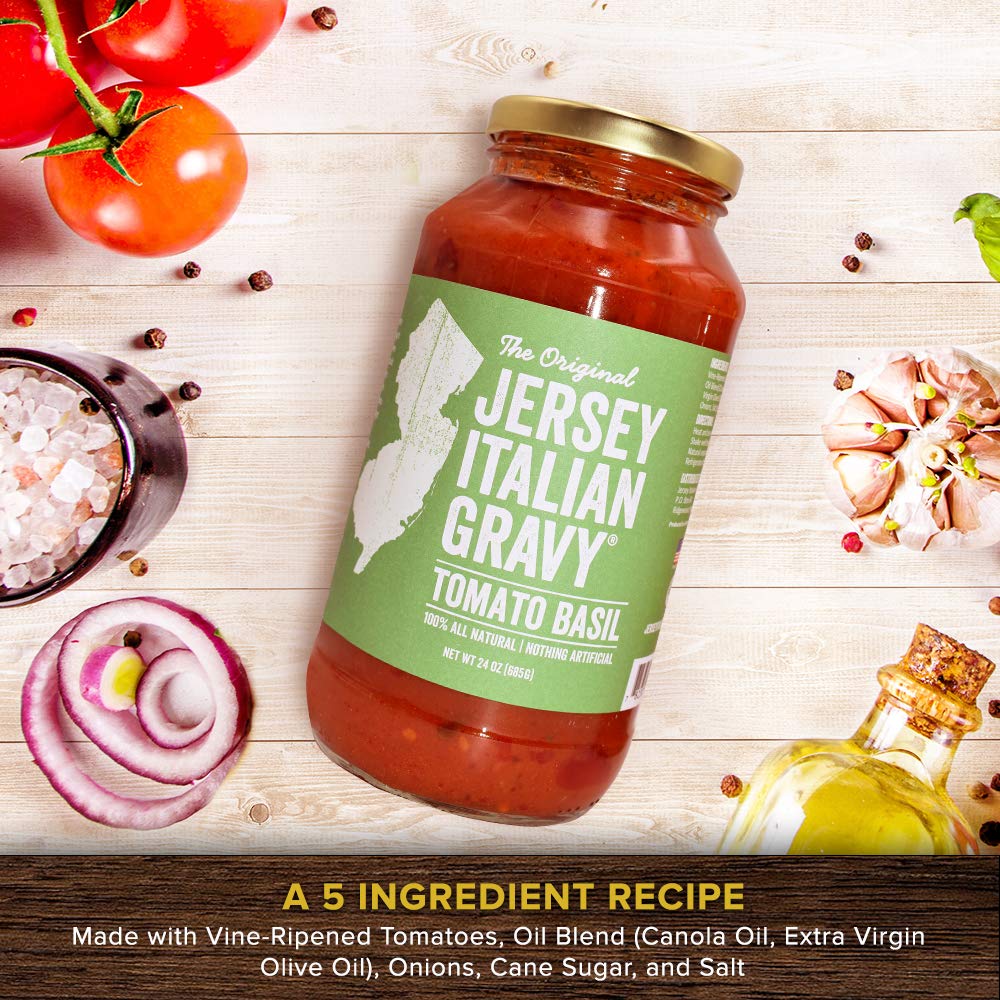 Authentic Italian Tomato Basil Pasta Sauce - 24 OZ Jar (12 Pack) | All Natural, Vegan Friendly Gourmet Gravy | No Artificial Ingredients | Perfect for Pasta, Pizza, Lasagna & Italian Cooking