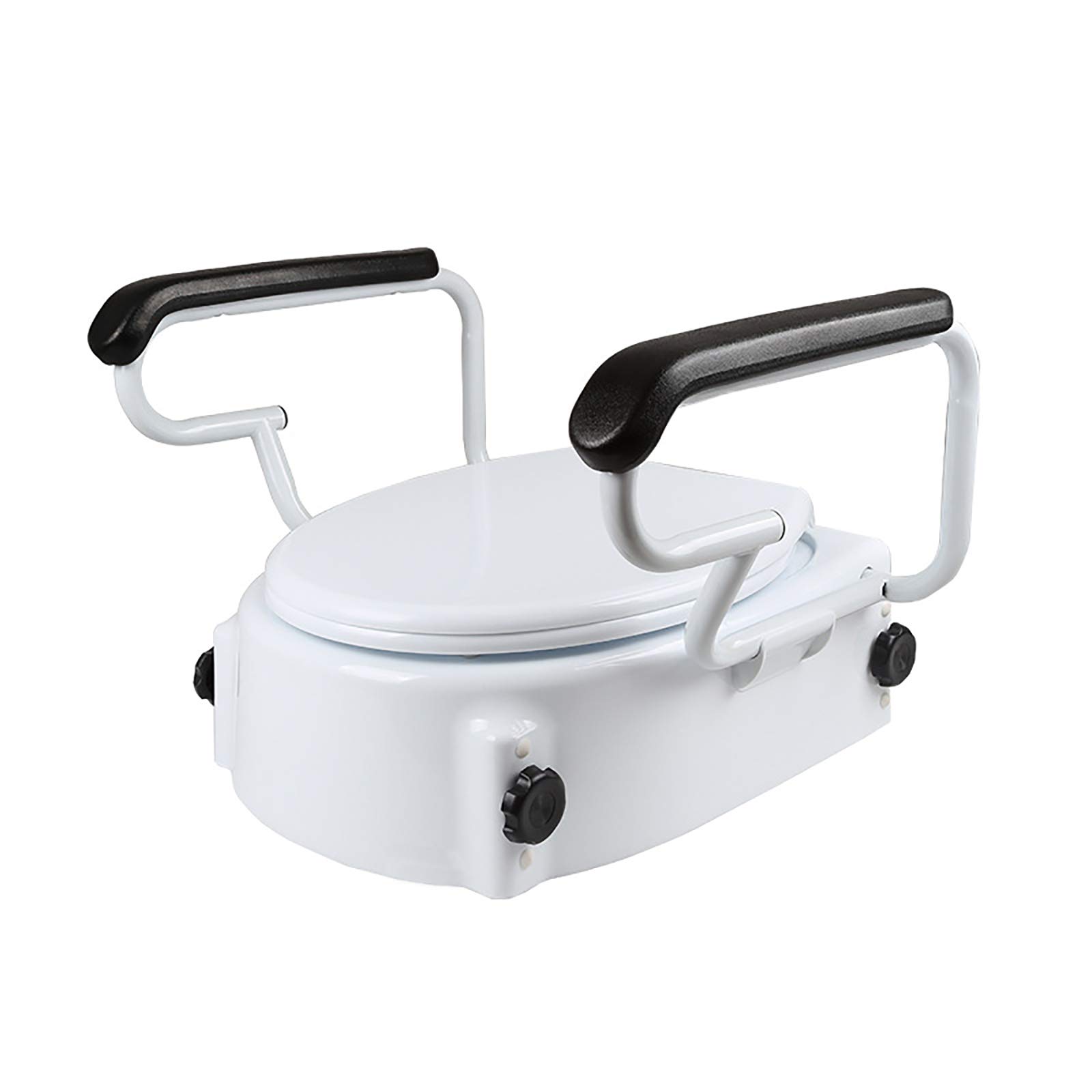 HDGRNCC Adjustable Raised Toilet Seat with Lid - 3 Height Settings (6, 10, 14cm) - Elderly & Disability Bathroom Safety Aid - Ideal for Seniors, Post-Surgery Recovery & Accessible Home Care