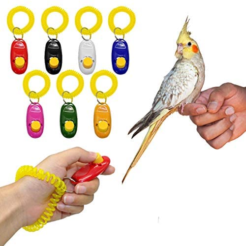 PSK PET MART Dog Training Clicker with Wrist Strap - Perfect for Birds, Parrots, Cockatiels, Budgies, African Greys & Cockatoos - Positive Reinforcement Training Tool for Obedience & Behavior Modification (Random Color) - Ideal for Home Training, Bird Shows & Veterinary Use
