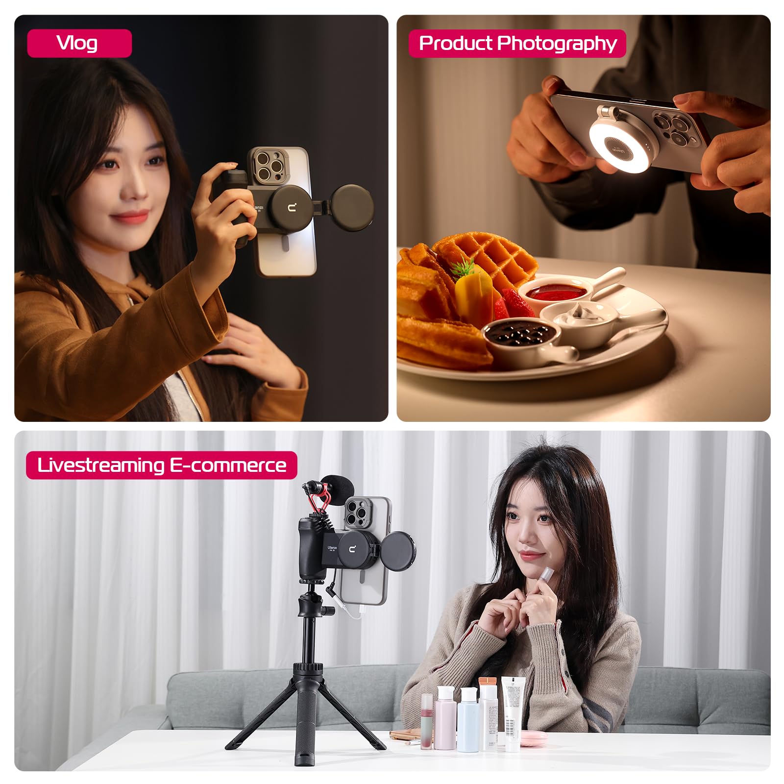 ULANZI Magnetic Selfie Light with LED Fill Light - Magsafe Compatible Phone Ring Light for iPhone, Android | Perfect for Selfies, Photography, TikTok Videos, Zoom Calls & Video Conferences | Black