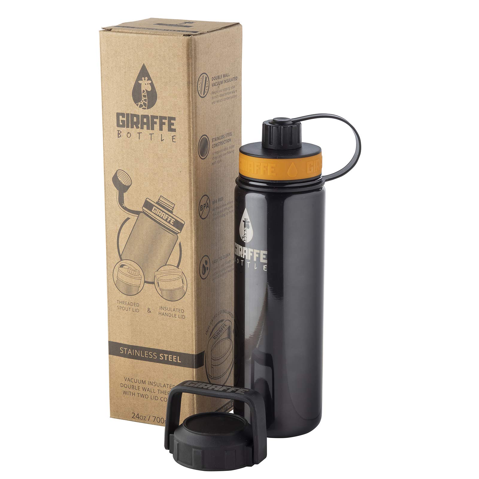 Hands Free Drinking System - Insulated Stainless Steel Water Bottle with 36 Inch (91cm) Flexible Straw for Hiking, Cycling, Running & Outdoor Activities