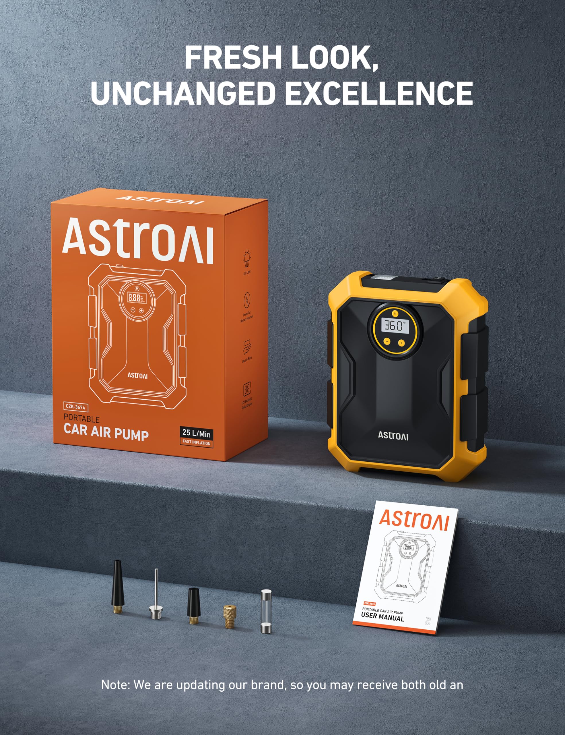 AstroAI 12V DC Portable Air Compressor - Digital Tire Inflator Pump with LED Light & 100PSI for Cars, Bikes, SUVs, Motorcycles (Perfect for Road Trips, Emergency Flat Tires & Home Inflatables)