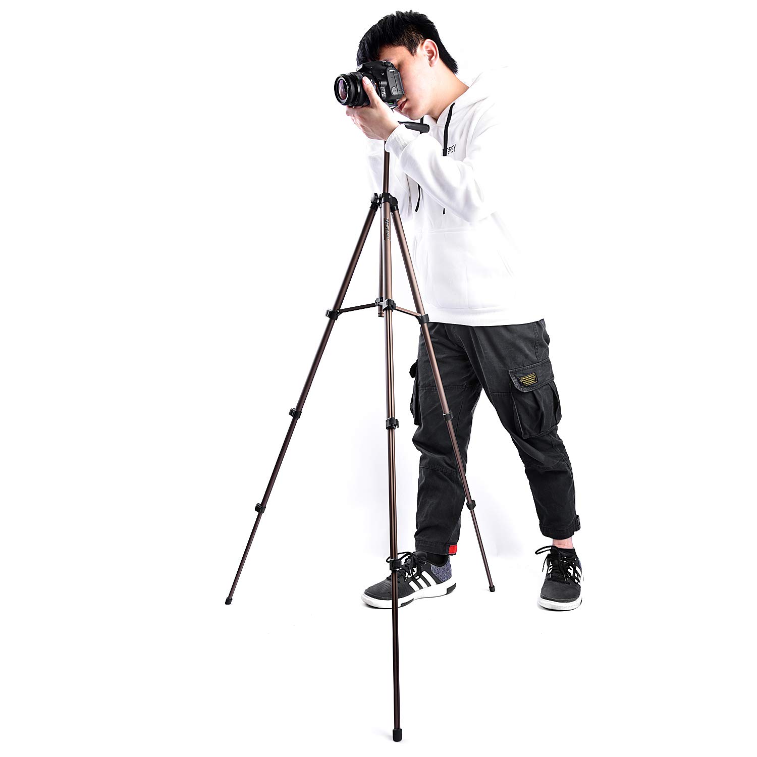 FOSOTO 50-inch Adjustable Camera Tripod Stand with Universal Tablet Holder - Compatible with iPad, Samsung Galaxy Tab, Kindle, iPhone & More - Perfect for Photography, Video Recording & Live Streaming