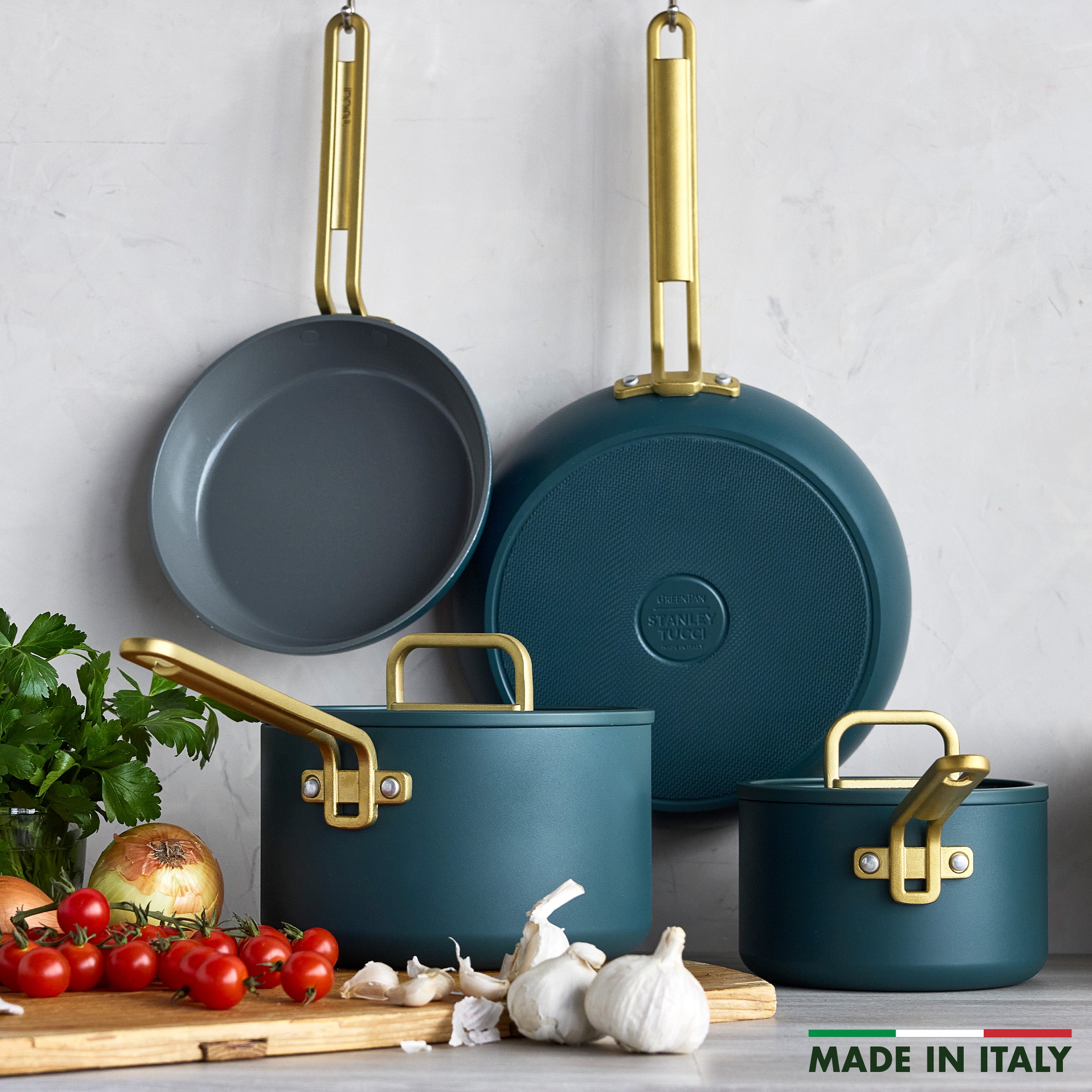 Stanley Tucci™ 6-Piece Ceramic Nonstick Cookware Set with Free Tucci Cookbook | Venetian Teal | Perfect for Italian Cooking, Family Dinners & Gift Giving