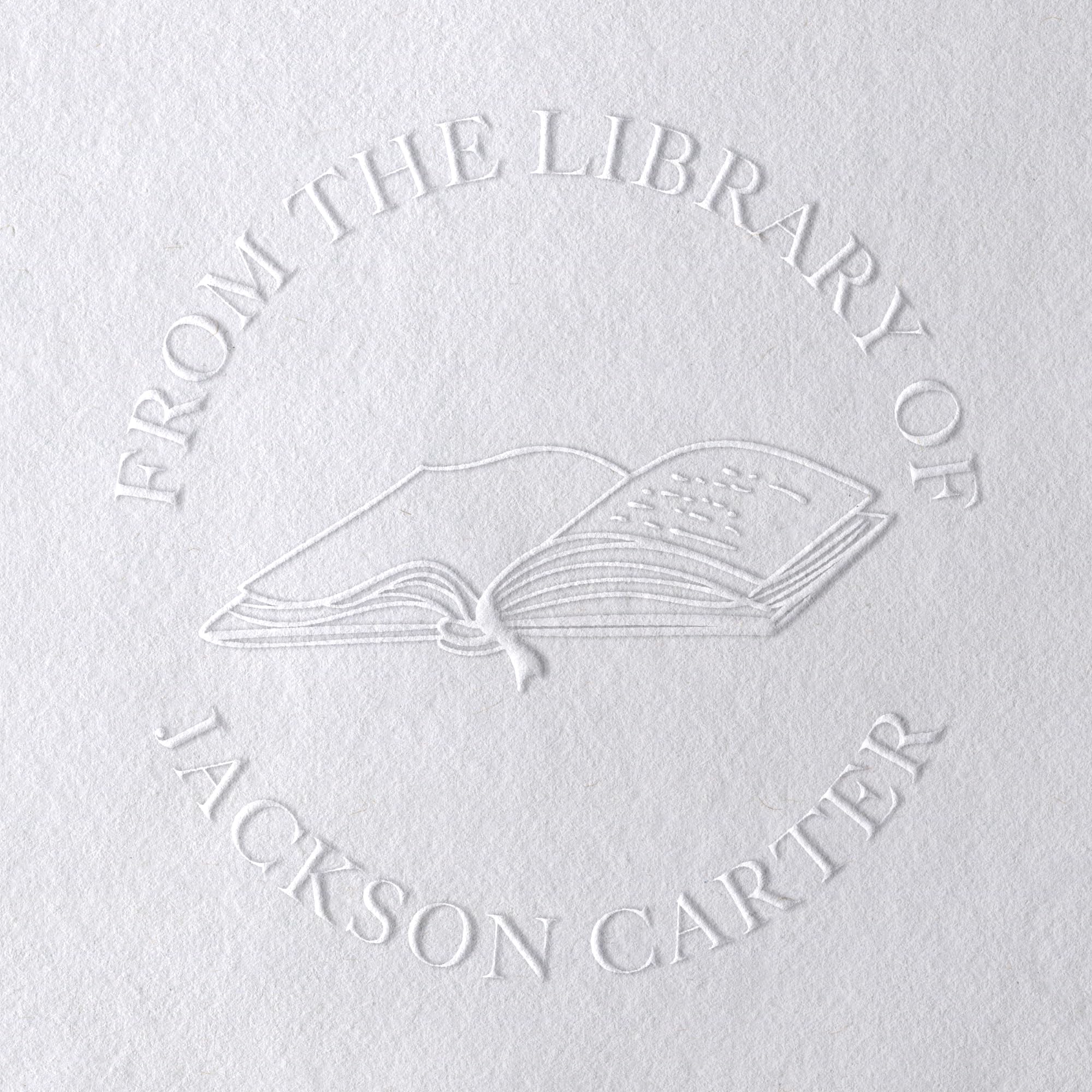 Custom Personalized Book Embosser - Wooden Self Inking Library Stamp with Round Design | Ex Libris Book Stamp for Teachers, Schools & Book Lovers | Perfect for Book Collections, Gifts & Library Organization (Open Book Design)