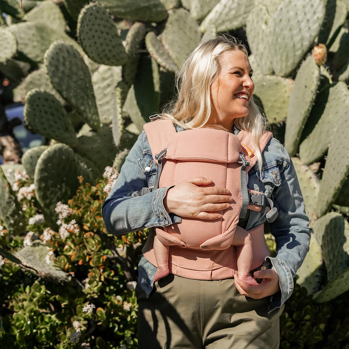 Beco Gemini Baby Carrier - Adjustable Ergonomic Infant to Toddler Carrier (3-16kg) for Hands-Free Parenting | Front & Back Carry Positions | Comfortable Pink Linen Fabric | Perfect for Hiking, Shopping & Daily Errands
