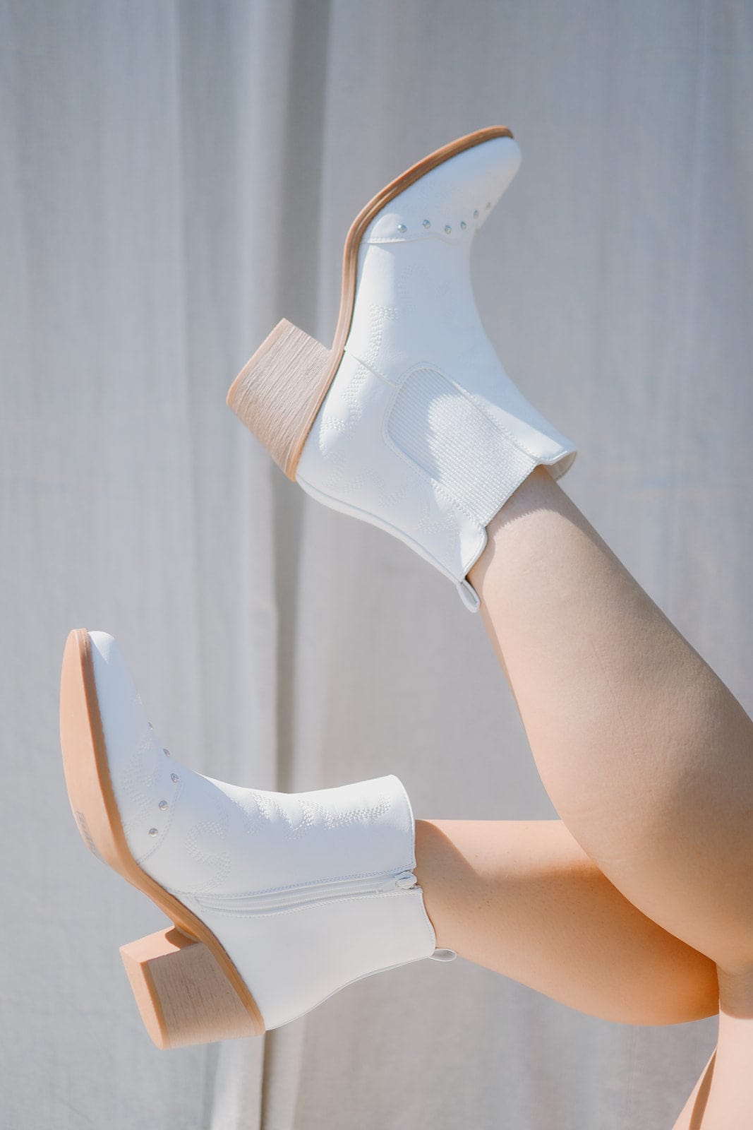 White Western Detailed Bootie - Stylish Cowgirl Ankle Boots for Women | Perfect for Country Dancing, Rodeos & Casual Outfits