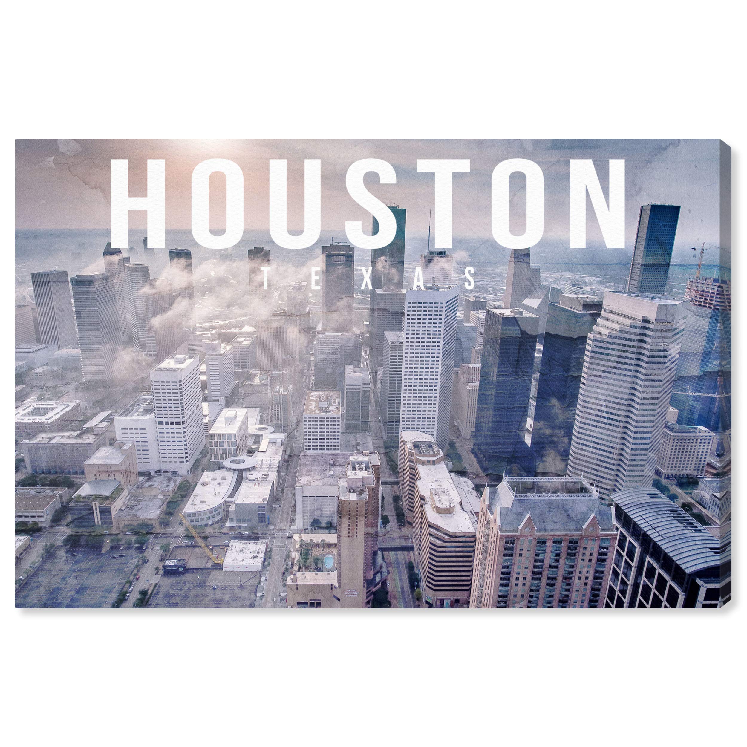 Oliver Gal Artist Co. Houston Skyline Wall Art Canvas Print - 36x24 Inches Gray & White Modern Cityscape Painting - Home & Office Décor for Living Room, Bedroom, Study