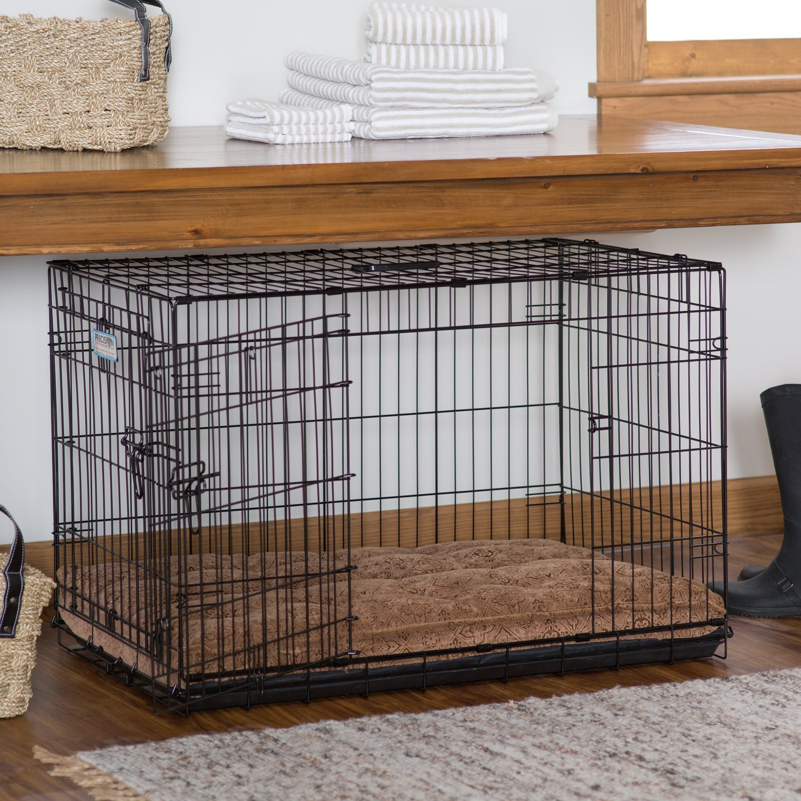Premium Orthopedic Dog Bed for Medium Dogs - Bowser's Luxury Crate Mattress with Chocolate Bones Design - Perfect for Crates, Kennels & Home Use