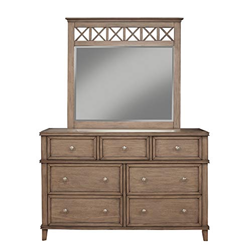 Alpine Furniture Potter Dresser Mirror - Standard Size, French Truffle Finish | Elegant Bedroom Dresser Mirror for Home Decor & Vanity Use