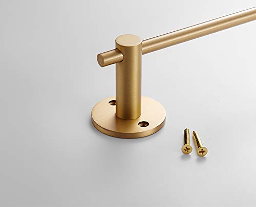 21.6 Inch Brass Towel Bar with 5 S-Shaped Hooks - Brushed Gold Bathroom & Kitchen Towel Rack - Perfect for Hanging Towels, Robes, and Kitchen Utensils in Modern Homes