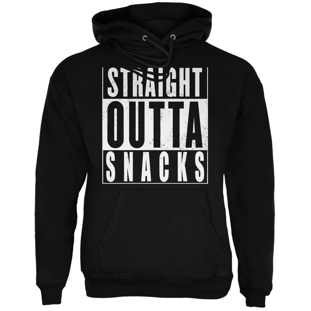 Old Glory Straight Outta Snacks Black Hoodie for Men - XL Size | Comfortable Pullover Sweatshirt for Casual Wear, Street Style & Lounge