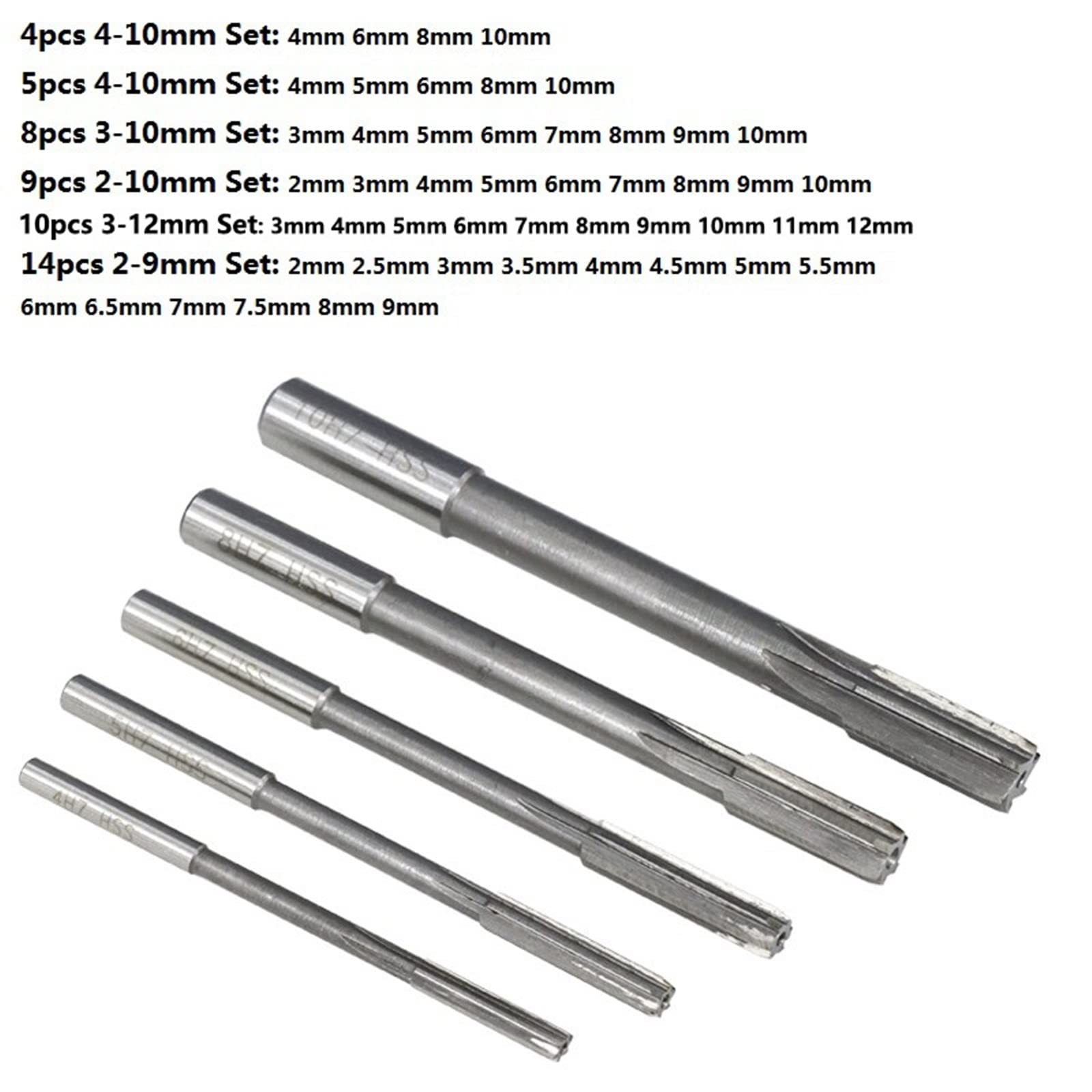 14pcs 2-9mm Straight Shank H7 HSS Machine Reamer Set - Precision Cutting Tools for Milling, Drilling & Metalworking - Ideal for DIY, Automotive & Industrial Applications