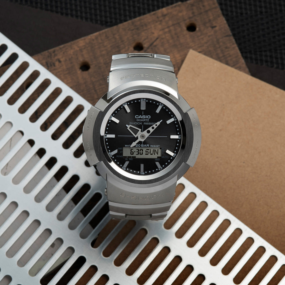 G Shock Full Metal AWM500D 1A Solar Watch - Men's Digital Sport Watch with Shock Resistance & Solar Power - Perfect for Outdoor Adventures, Workouts, and Everyday Wear
