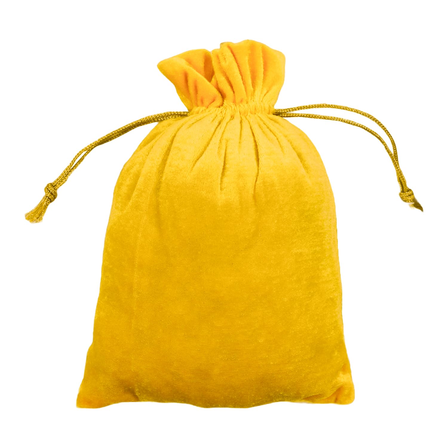5-Piece Velvet Potli Bag Set for Wedding Return Gifts - 7x9 Inch Yellow Jewelry Pouch, Bridal Accessories & Women's Handbag for Indian Ceremonies, Parties & Special Occasions
