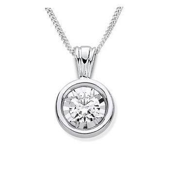 18K Gold Rubover Set Diamond Pendant & Necklace Chain 0.40 Carat - Choice of Size - Perfect for Anniversary, Birthday & Valentine's Day Gifts