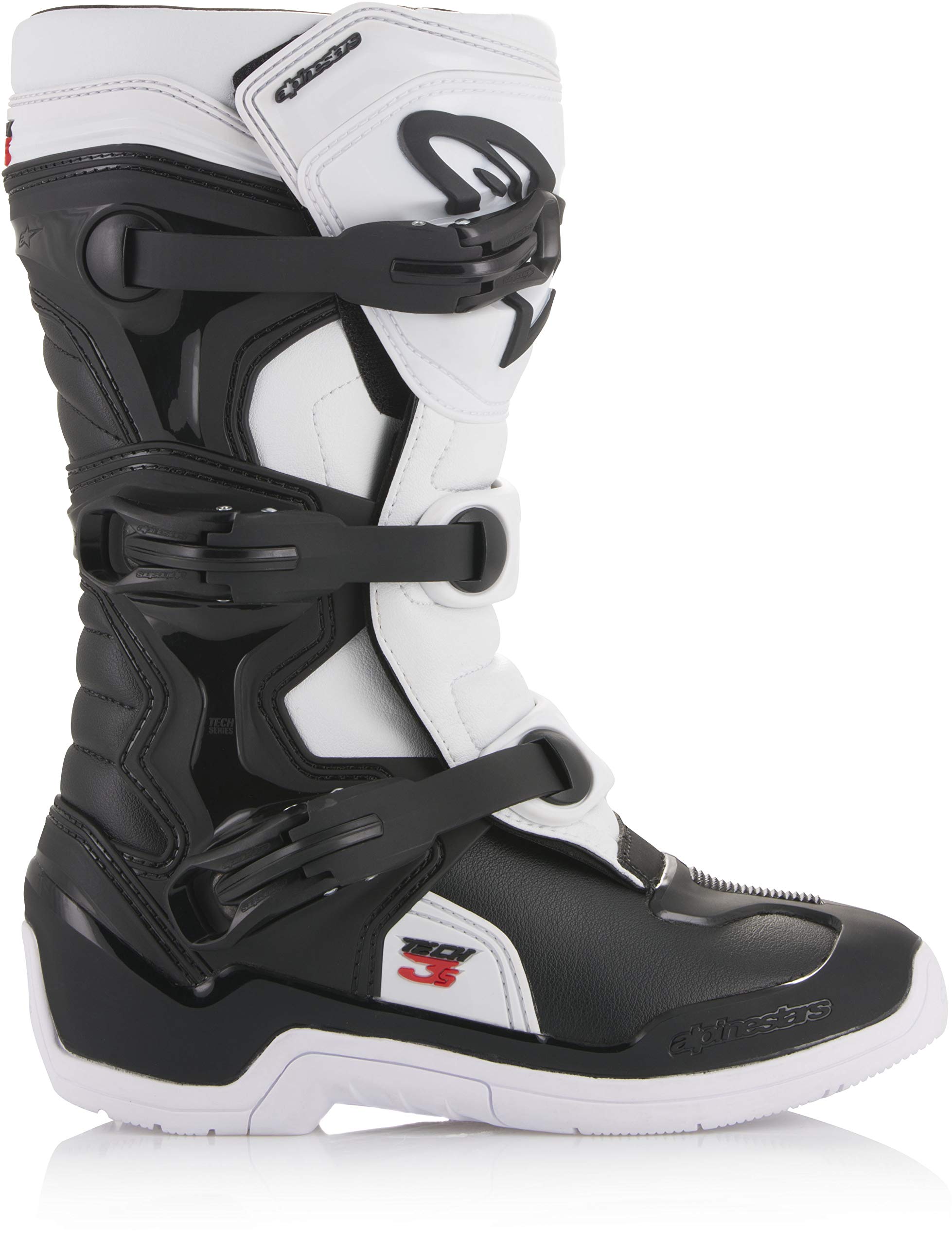 Alpinestars Tech 3S Motocross Boots Black/White Size 02 - Durable Off-Road Motorcycle Riding Boots for MX, Enduro & Trail Riding