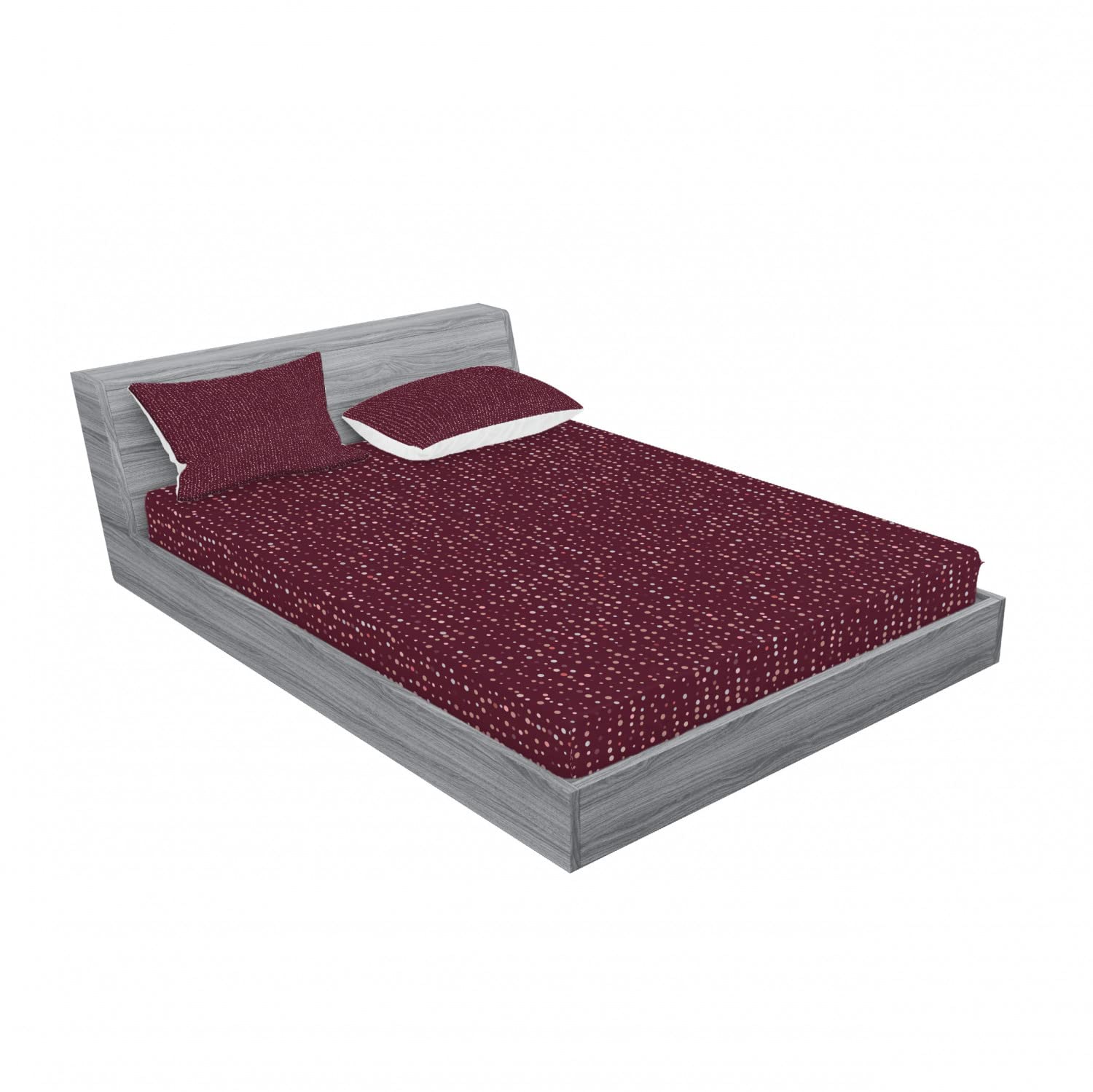 Ambesonne Abstract 2-Piece King Size Fitted Sheet Set with 4 Pillow Shams - Modern Geometric Circle Blot Pattern Dark Fuchsia Bedding - Soft Wrinkle-Resistant Sheets for Master Bedroom, Guest Room & Dorm Decor