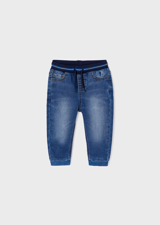 Soft Denim Joggers for Baby Boys - Comfortable & Stylish Cotton-Blend Pants (Medium) - Perfect for Playtime, Outings & Casual Wear