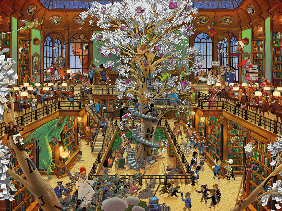 Heye 1500 Piece Triangle Jigsaw Puzzle - Library Collection - Challenging Adult Puzzle for Relaxation & Home Decor