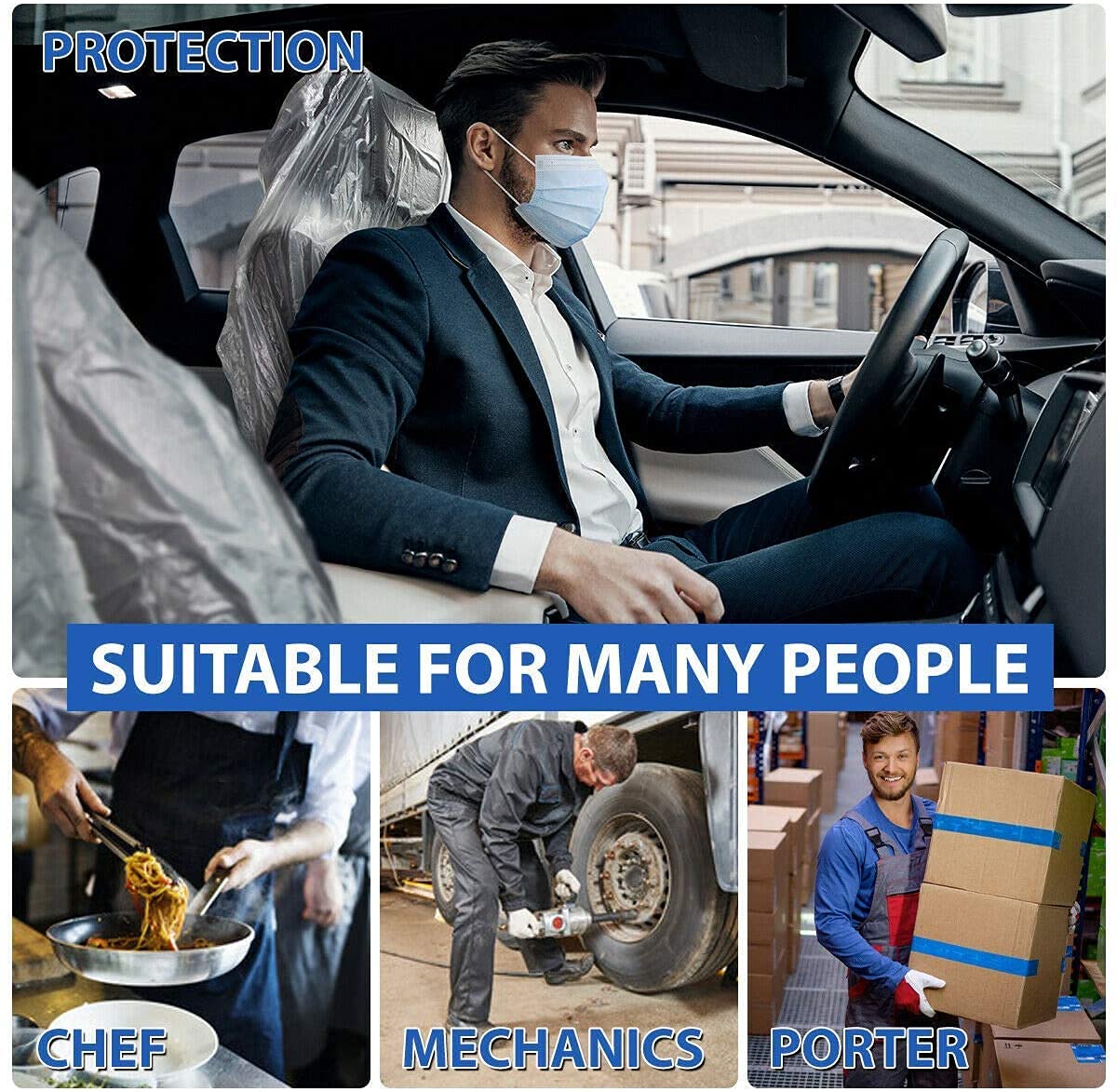 100 Pack Disposable Plastic Seat Covers - Universal Fit for Car, Airplane, Salon, Restaurant & Bus Seats - Hygienic Protection for Travel, Dining & Public Transportation (100 Count)