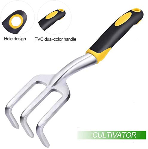 Premium 3-Piece Garden Tool Set - Aluminum Alloy Hand Trowel, Transplanting Trowel & Cultivator for Digging, Planting & Weeding | Durable Gardening Supplies with Ergonomic Handle (Yellow) | Ideal for Home Gardens, Flower Beds & Container Planting