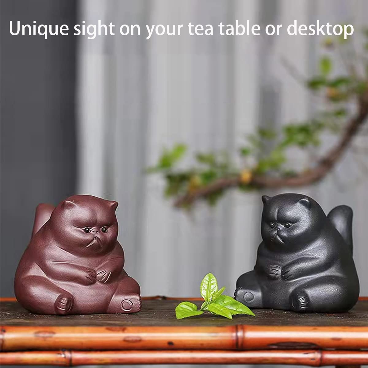Zisha Clay Angry Cat Tea Pet Figurine - Kung Fu Style Tea Ceremony Ornament, Frog Tea Set Accessory for Tea Table & Tearoom Decor - Perfect Gift for Tea Lovers (Red Cat, 2-Piece Set) - Ideal for Chinese Tea Ceremonies, Home Office Decor & Zen Meditation Spaces