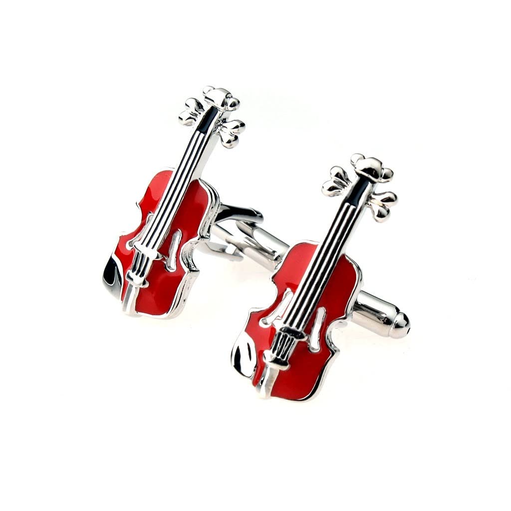 Men's Suit Shirt Violin Shape Cufflinks - Elegant Wedding & Formal Attire Accessories for Groomsmen, Business Professionals & Special Occasions