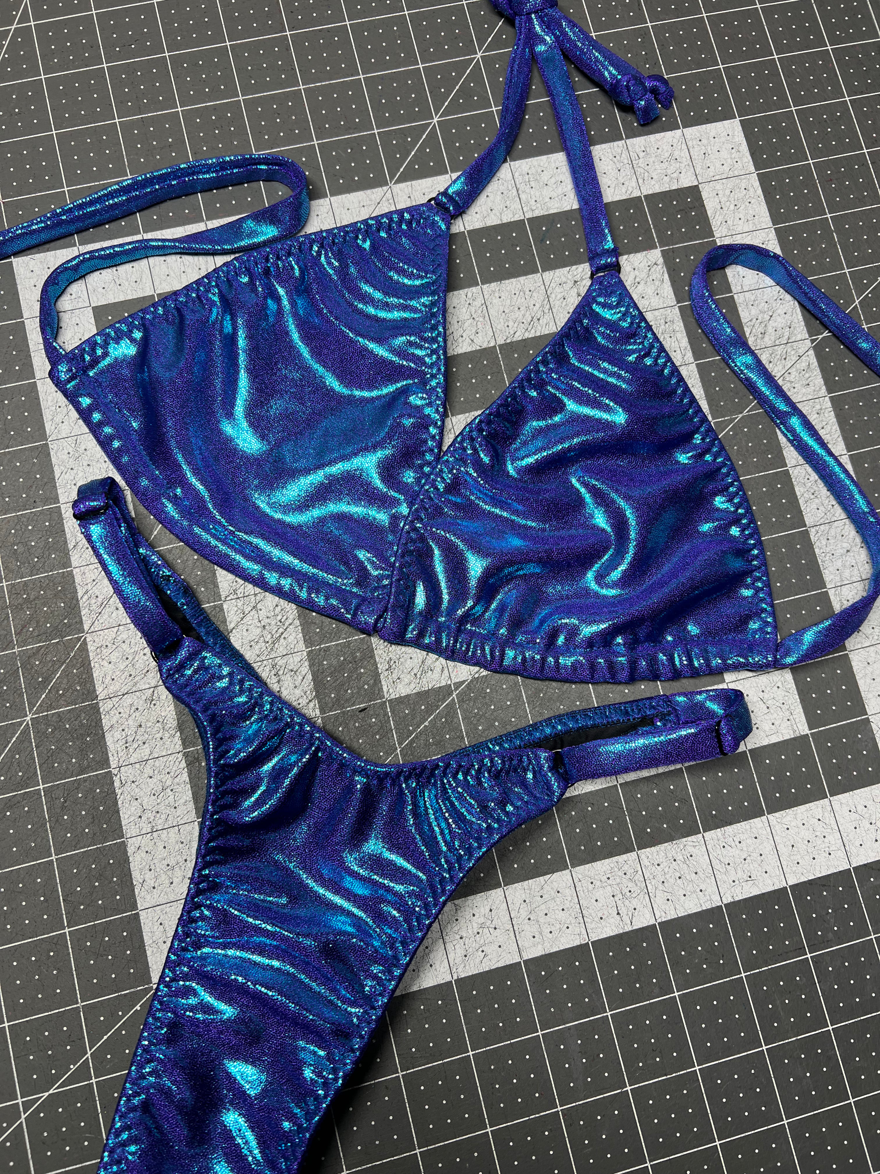 Ocean Blue Posing Practice Bikini - High Waisted Swimwear for Fitness Models, Beach Volleyball & Photo Shoots