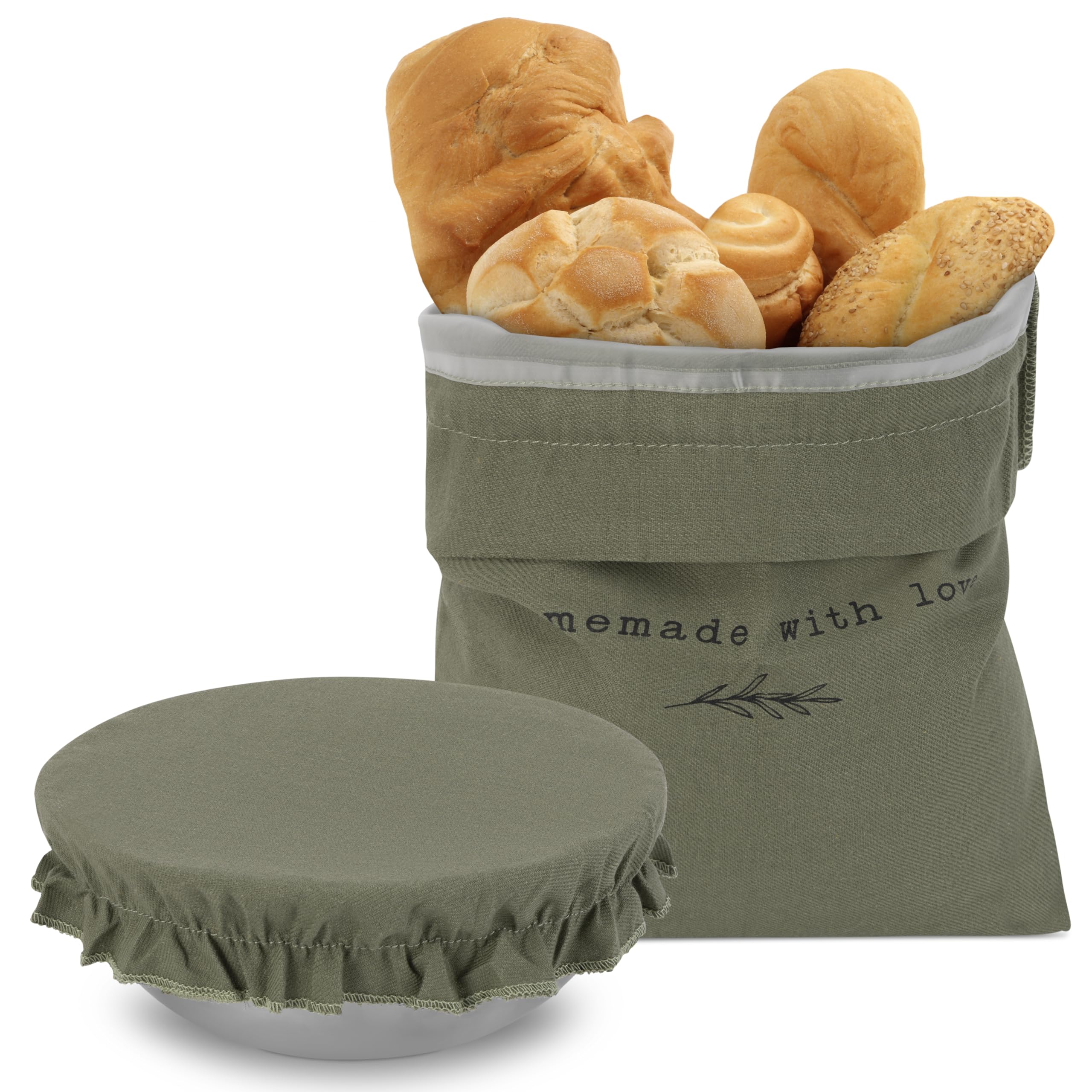 Premium Linen Bread Bag & Proofing Cover for Homemade Sourdough Bread - Reusable, Washable & Eco-Friendly Dough Storage Solution - Perfect for Artisan Baking, Bread Making & Kitchen Organization - Keeps Bread Fresh for Days