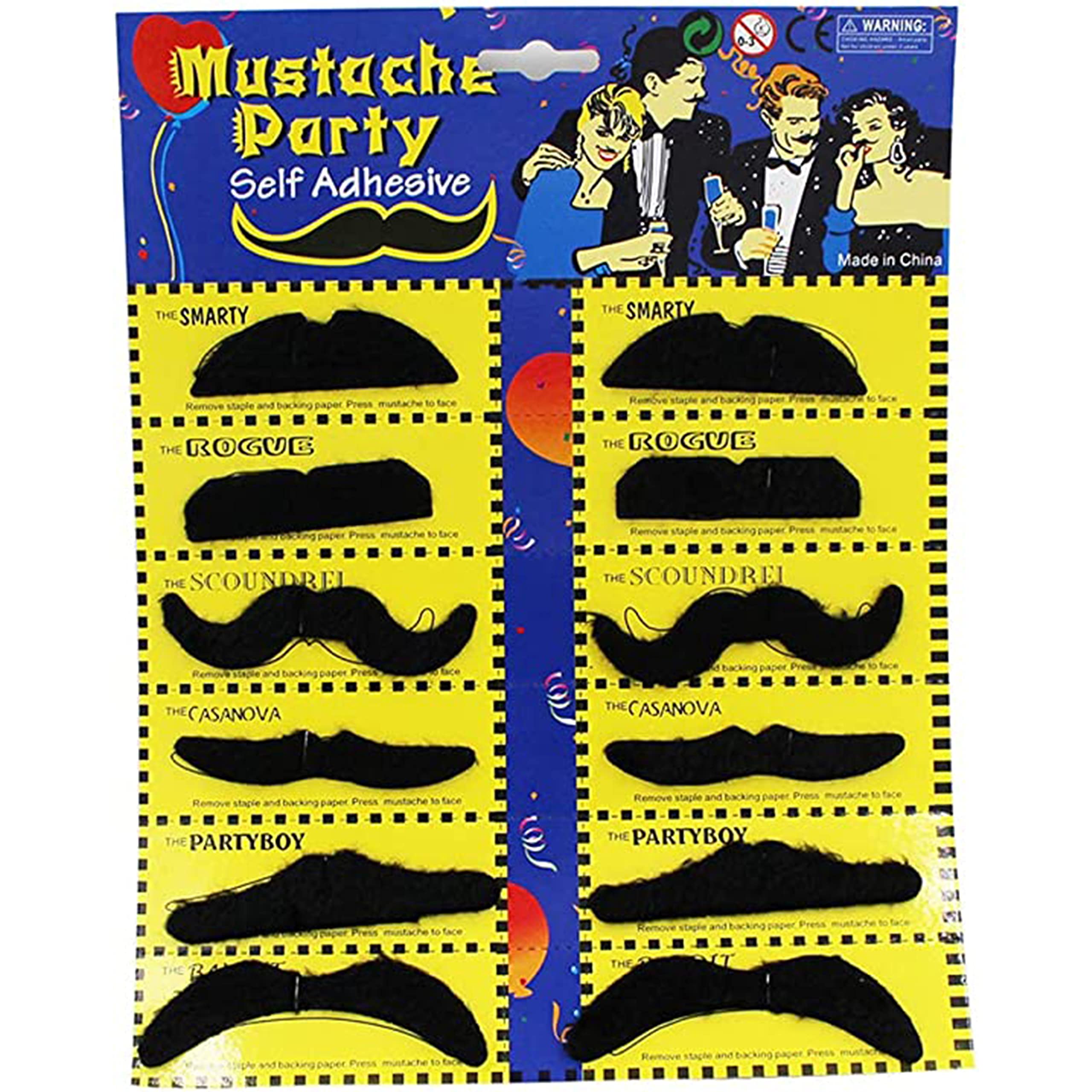 12-Piece Party Costume Set - Funny Masquerade Props with Fake Beards & Colorful Mustaches for Halloween, Cosplay & Themed Parties - Perfect for Costume Parties, Dress-Up Games & Photo Booths