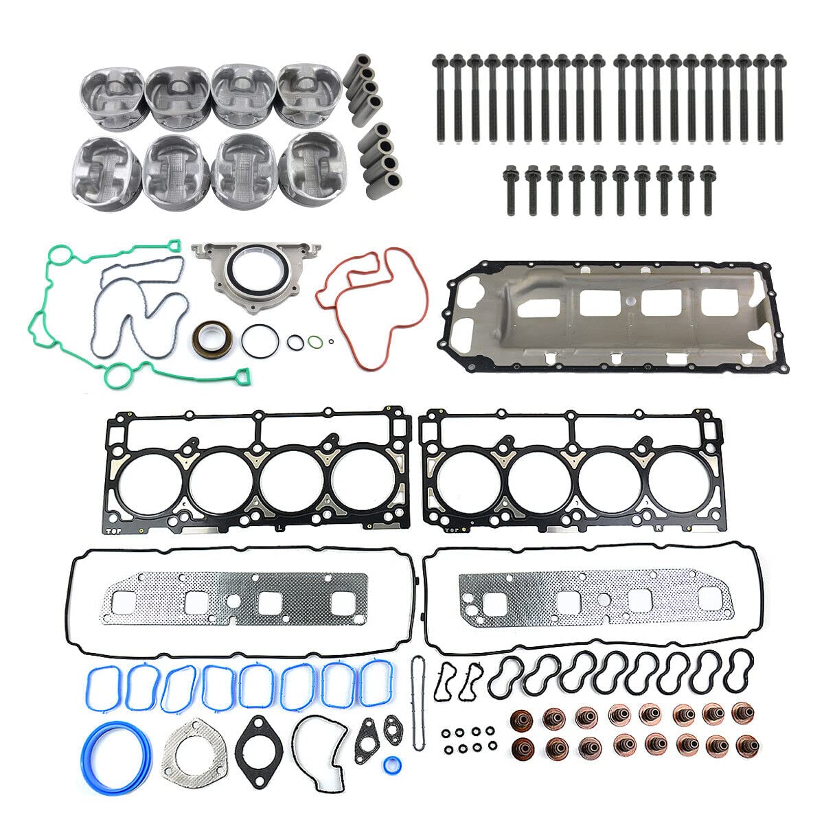 High Performance Engine Pistons & Head Gasket Kit Replacement for 2003-2006 Dodge Ram 1500 & Durango 5.7L V8 HEMI - Compatible with Part# HS26284PT, 5086011AB, 5086010AB, 5086002AA - Perfect for Engine Rebuilds & Performance Upgrades