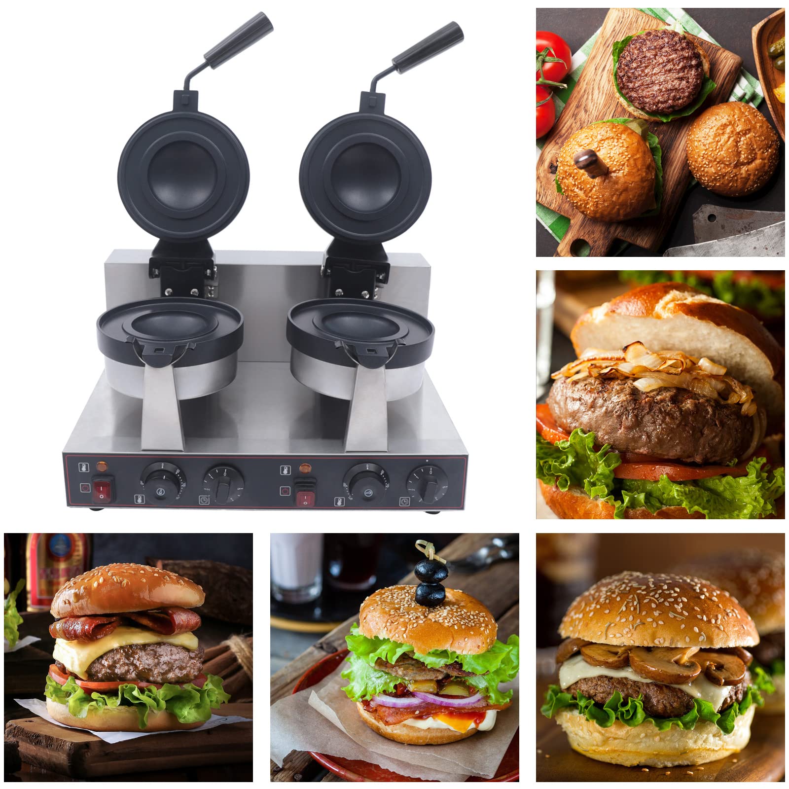Commercial Dual Panini Press Grill - Electric Sandwich Maker for Burgers, Waffles & Grilled Cheese | Stainless Steel Non-Stick Pan | Perfect for Restaurants, Cafes & Home Kitchens
