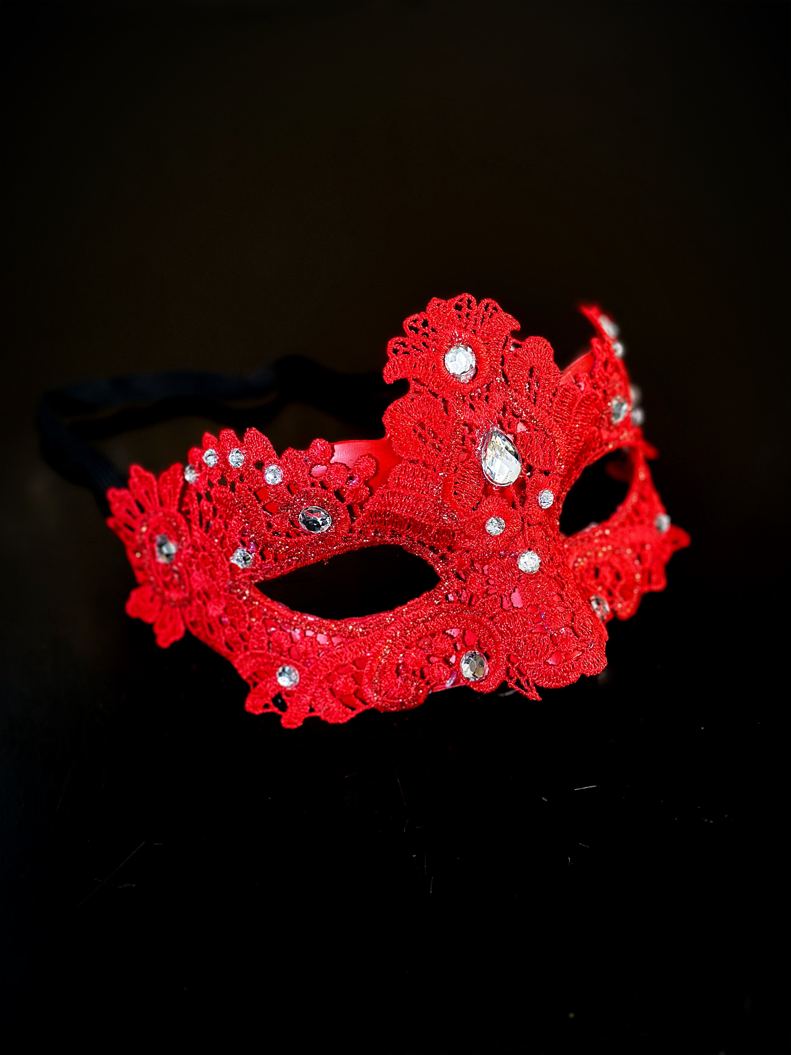 Elegant Red Brocade Face Mask - Breathable & Stylish for Parties, Weddings, and Special Occasions