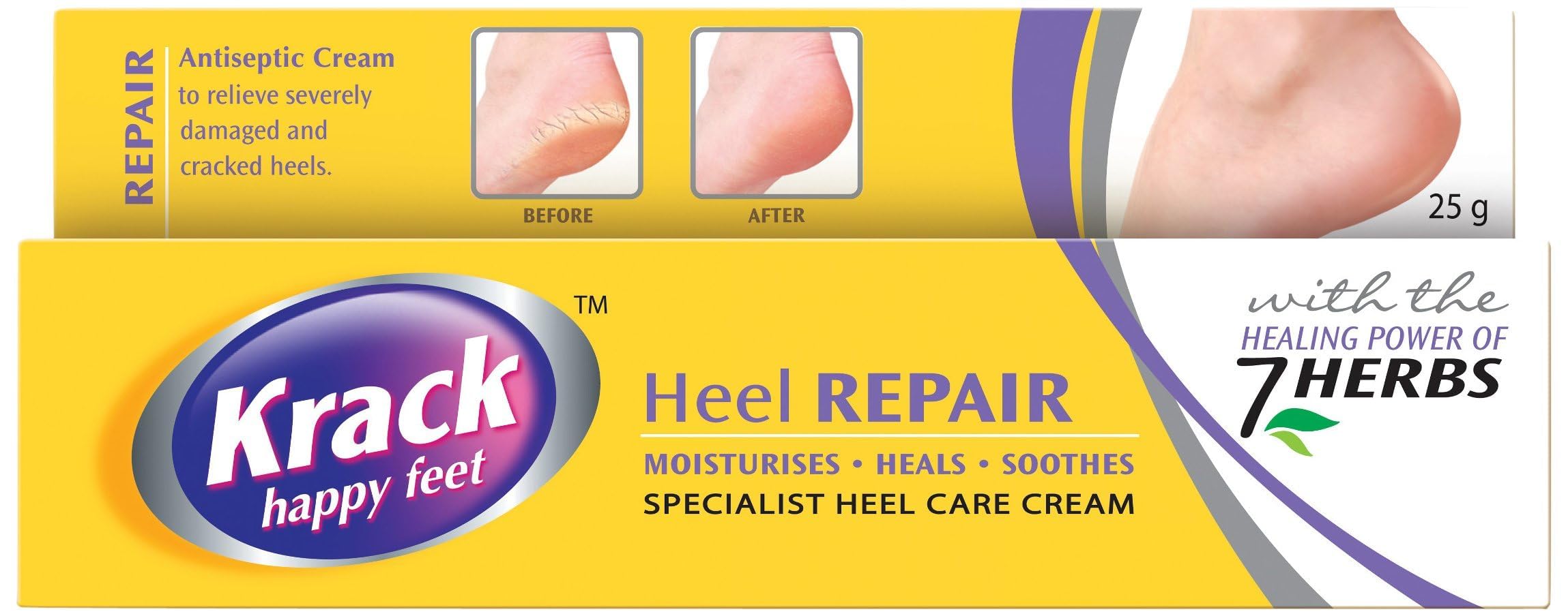 Reckitt Krack Cream 25g - Moisturizing Foot & Hand Crack Relief - Ideal for Dry Skin Care at Home, Work, or Travel