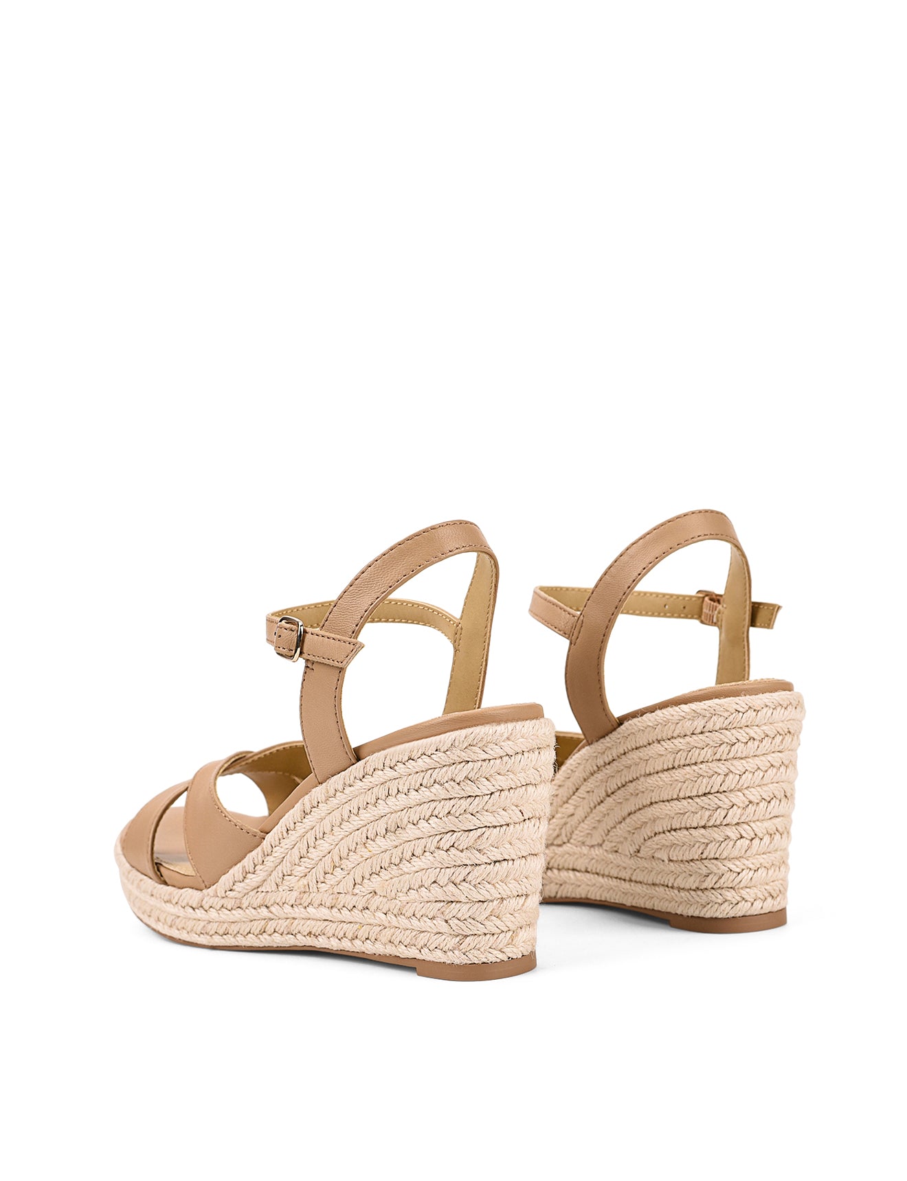 Remmie Rope Wedges Women's Sandals - Almond Tan Genuine Leather Comfortable Slip-On Shoes for Summer Beach, Vacation & Casual Outfits