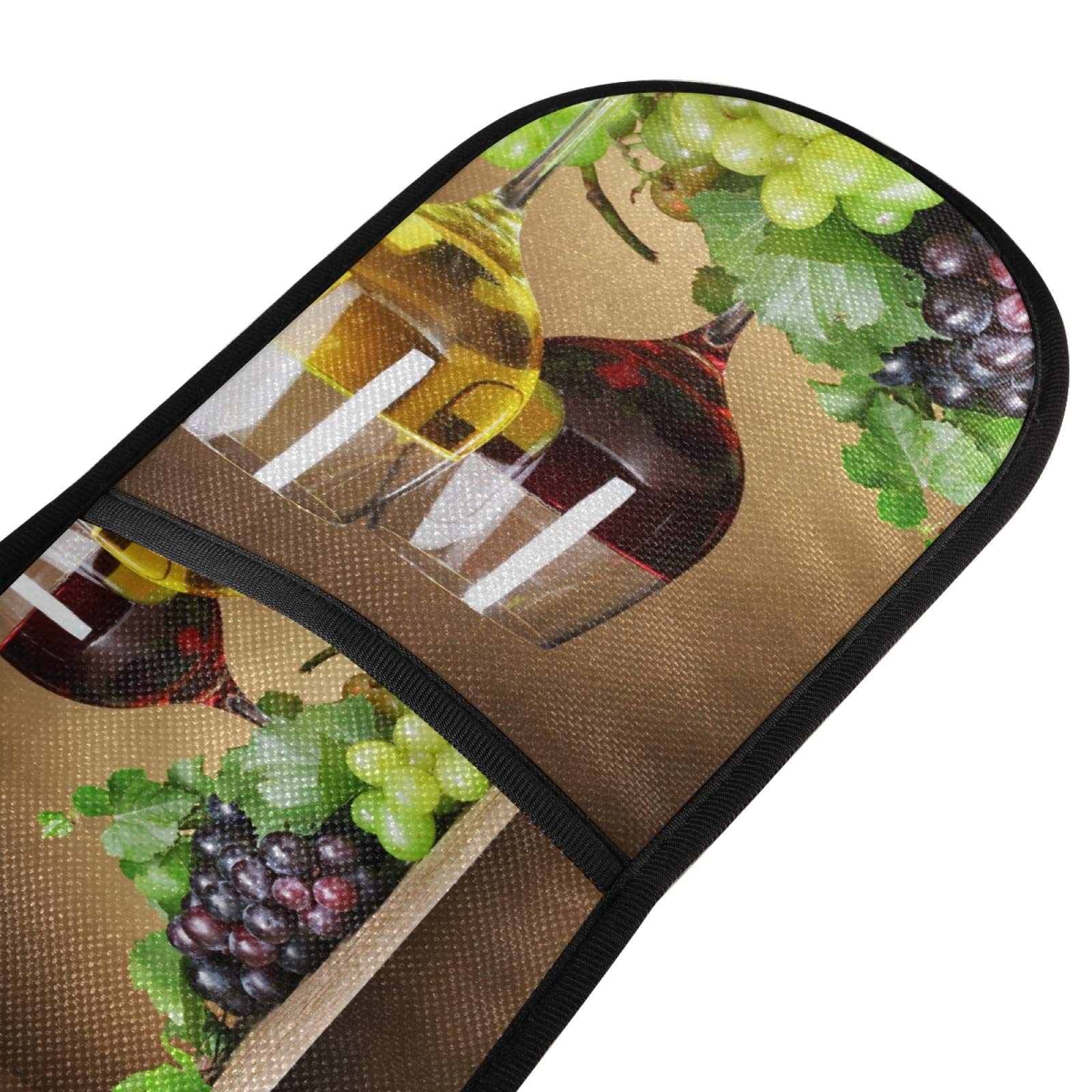 Premium Red Wine Glasses with Grapes & Leaves Design - Heat Resistant Oven Mitts & Pot Holders Set (35