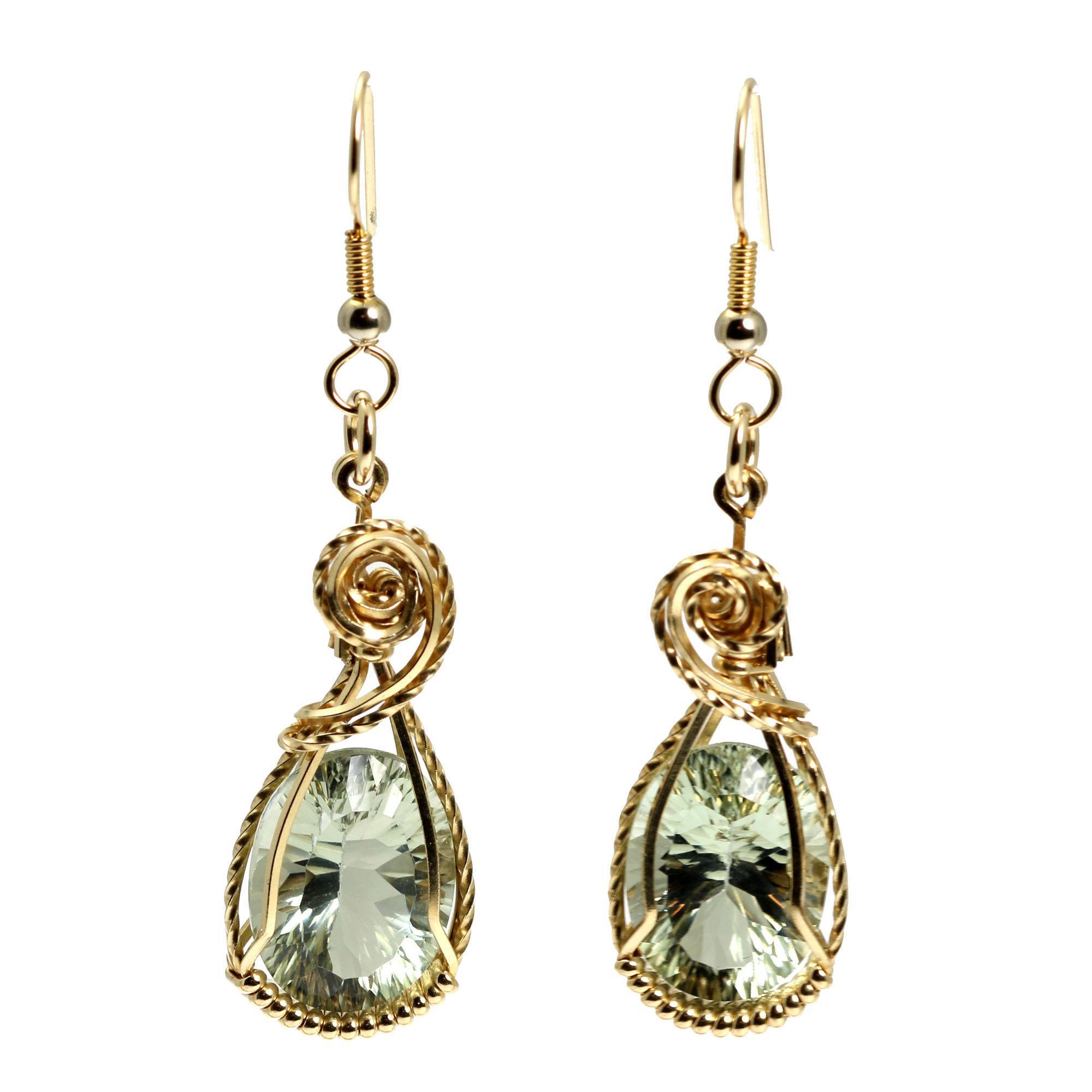13.5 CT Brilliant Cut Green Amethyst 14K Gold Filled Earrings for Women - Dainty Stud Earrings, Gift for Her, Wedding, Anniversary & Everyday Wear