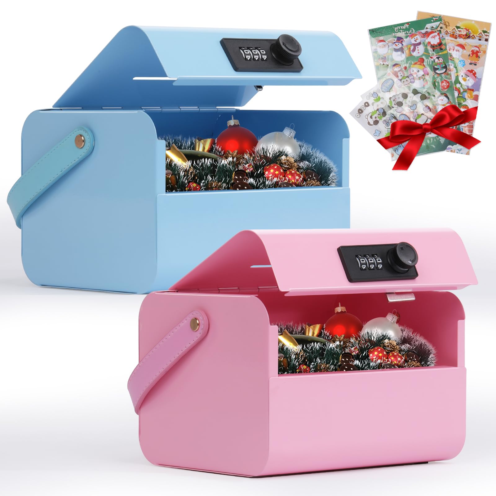 GOLDENKEY Kids Money Bank with Lock & Coin Slot - Durable Metal Cash Box for Boys & Girls, Includes 2 Stickers - Perfect Birthday Gift & Portable Safe Lock Box for Saving Money - Ideal for Allowance, Piggy Bank Replacement & Teaching Kids Financial Responsibility