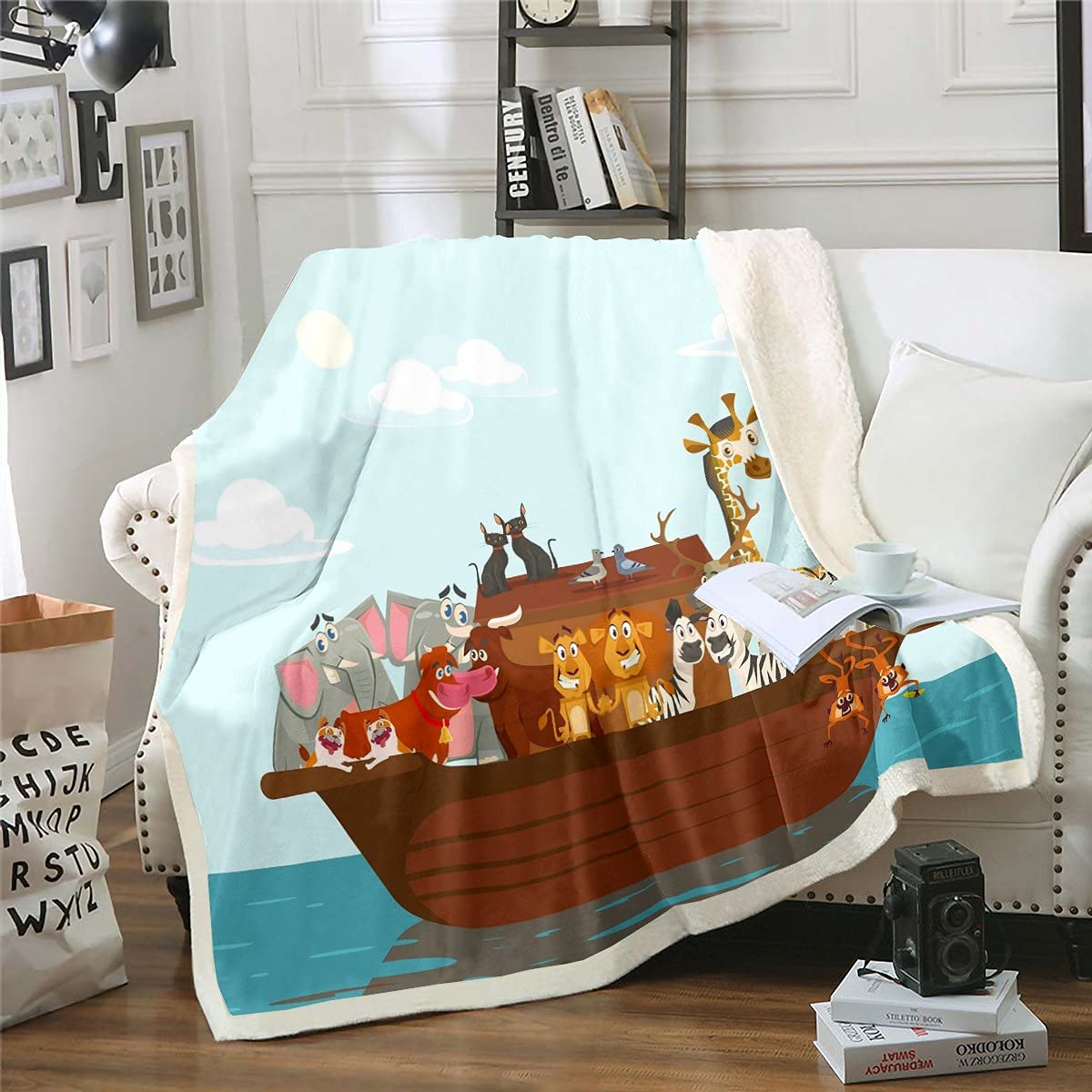 Erosebridal Lion Sherpa Blanket - Soft Plush Animal Print Throw Blanket for Kids (50