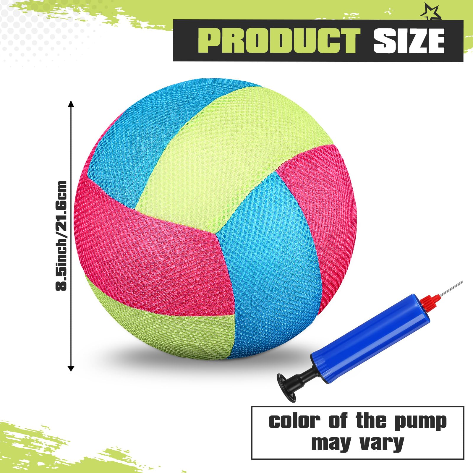 Threan 8.5 Inch Waterproof Volleyball with Sure Grip Technology - Official Size Beach & Pool Volleyball for Teens & Adults - Outdoor & Indoor Sports Game (Pink, Green, Blue) - Perfect for Beach Parties, Pool Games, and Backyard Fun